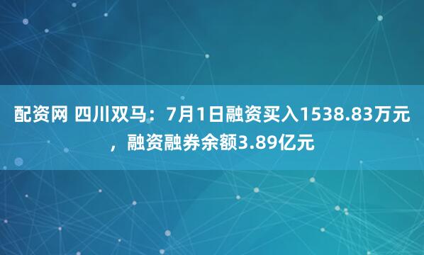 配资网 四川双马：7月1日融资买入1538.83万元，融资融券余额3.89亿元